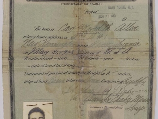 Carl Allen&#039;s Seaman&#039;s Certificate of Identification, August 20, 1943