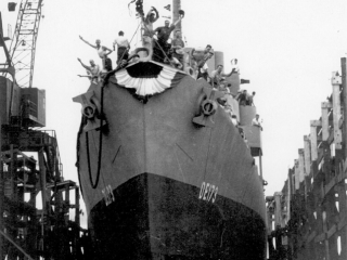1943, Jul 25th, USS Eldridge Launched from the Federal Shipbuilding &amp; D.D. Co. in Newark, N.J.