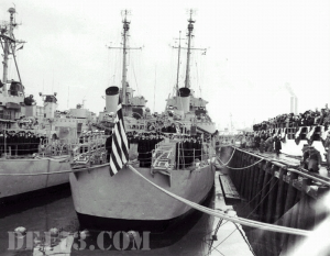 Ceremony at the Boston Naval Shipyard, Massachusetts, transferring the ships to the Royal Hellenic Navy 1951, Jan 15th