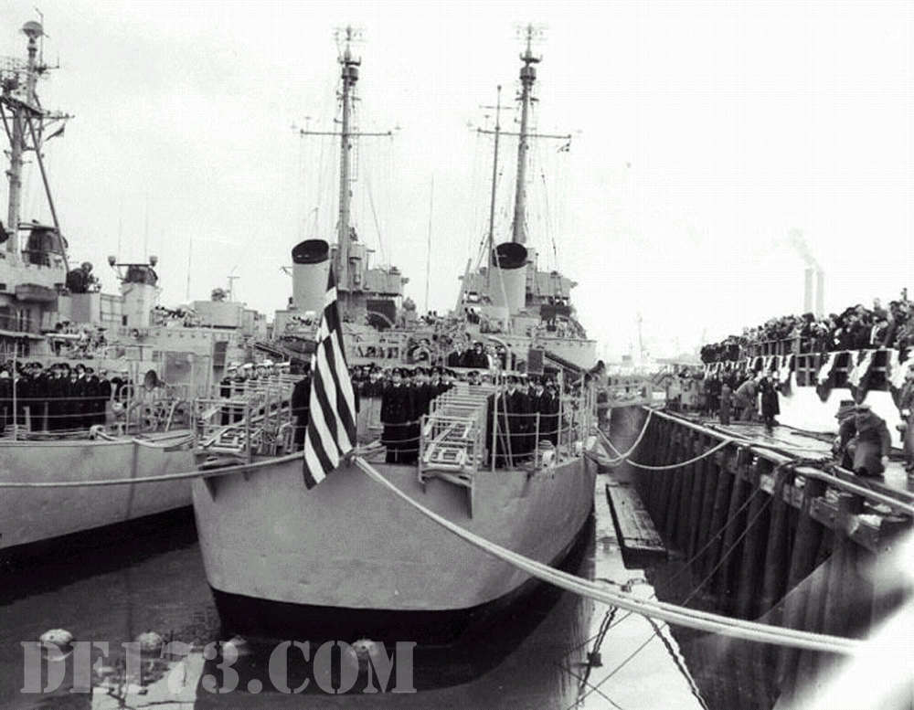 Ceremony at the Boston Naval Shipyard, Massachusetts, transferring the ships to the Royal Hellenic Navy 1951, Jan 15th