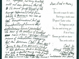 (RG) April-12,1980 Easter Greeting Card From Carl Allen to his Parents