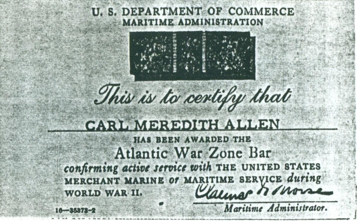 Carl Allen War Medal