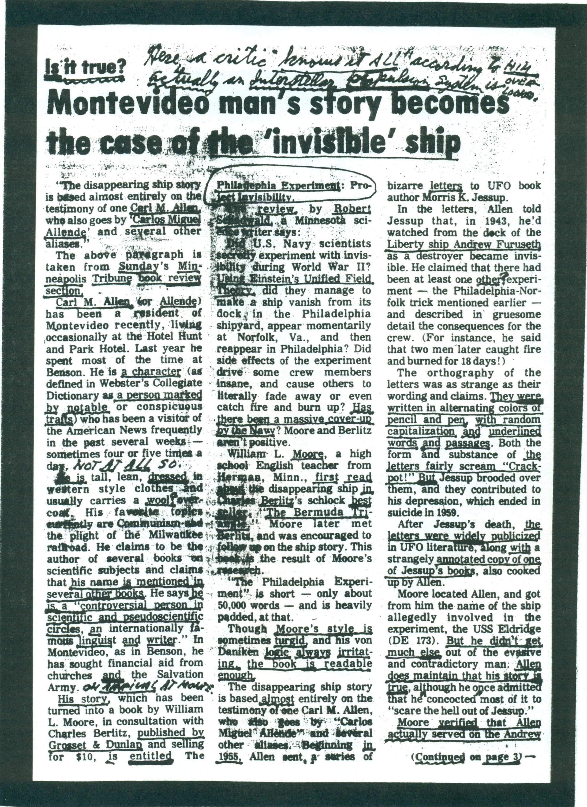 (RG) June-28, 1979 Article from the Montevideo Minnesota American News - Annotated by Carl Allen