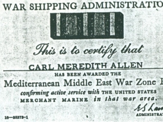 (RG) Mediterranean Middle East War Zone Bar Awarded To Carl Meredith Allen