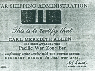 (RG) Pacific War Zone Bar Awarded To Carl Meredith Allen
