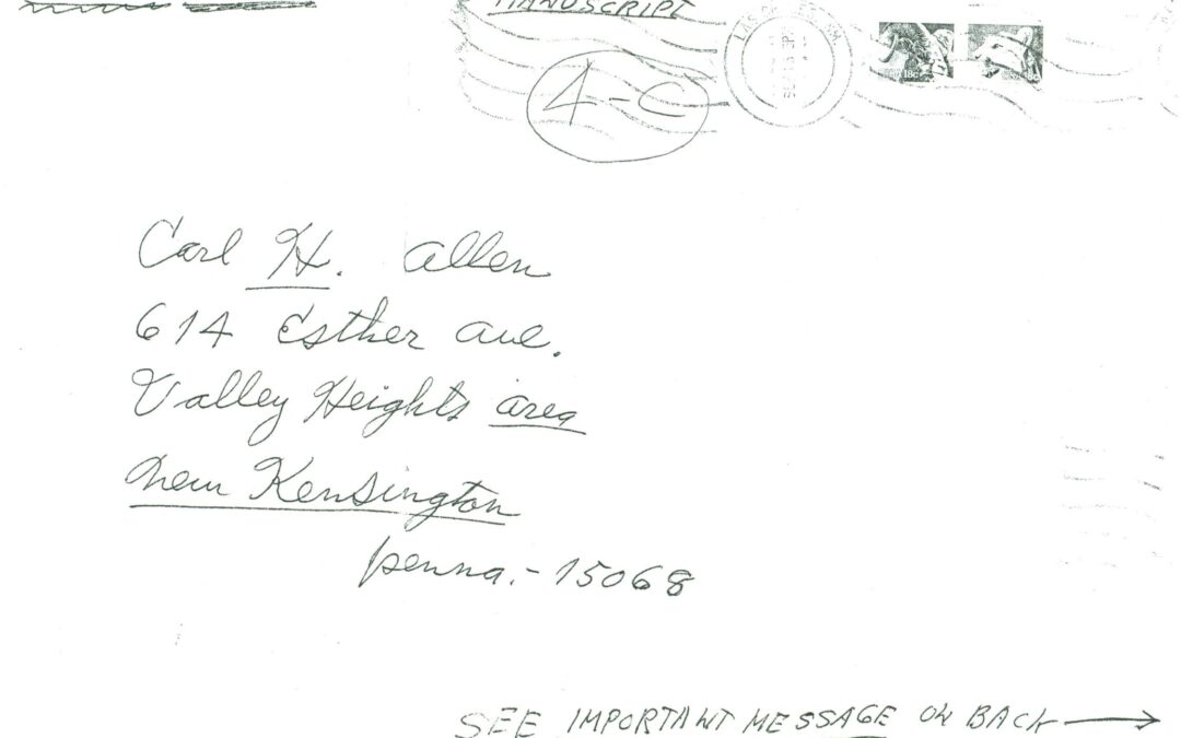 (RG) September-1981, Scientific Manuscript Envelope from Carl Allen to his father