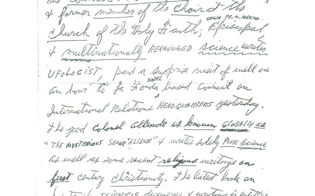 (RG) Undated Handwritten Press Release Written by Carl Allen