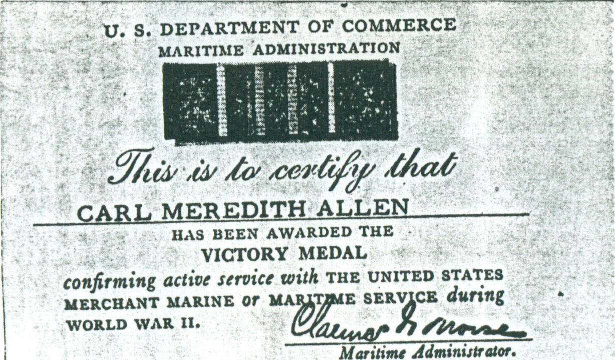 Carl Allen War Medal
