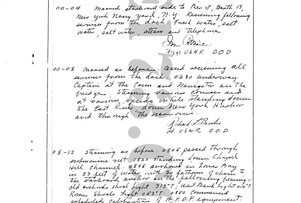USS Eldridge Microfilm Page 099 / October 28th, 1943 (The Day Of The Experiment / Carl Allen)