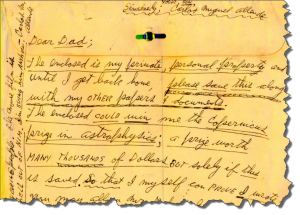 September-1981, Scientific Manuscript Envelope from Carl Allen to his father (Back)