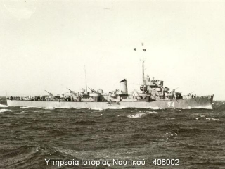 Eldridge Serving in the Greek Navy as the HNS Leon D54, 1952