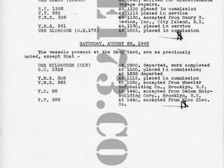 1943 Aug 27th ~ New York Navy Yard Eldridge Placed Into Commission