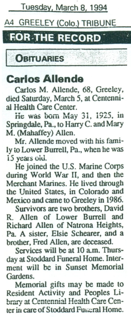 Carl Allen March 8th 1994 (Obituary) 
