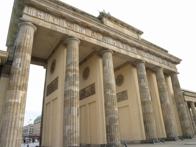 The Brandenburg Gate is an 18th-century neoclassical monument in Berlin, Germany. Jan, 2008