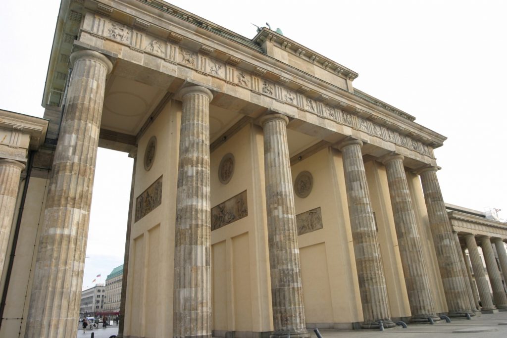 The Brandenburg Gate is an 18th-century neoclassical monument in Berlin, Germany. Jan, 2008