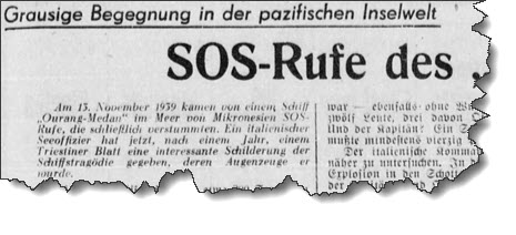SOS-Rufe des 'Totenschiffes,' Altonaer Nachrichten, October 29, 1940 - Headline
