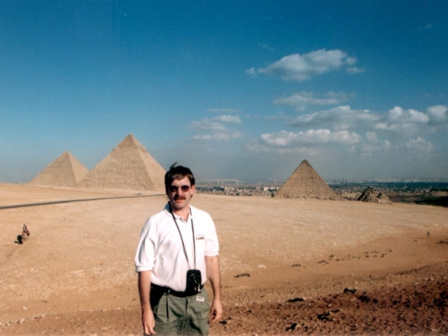The Great Pyramid of Giza. It is the oldest of the Seven Wonders of the Ancient World, and the only one to remain largely intact.