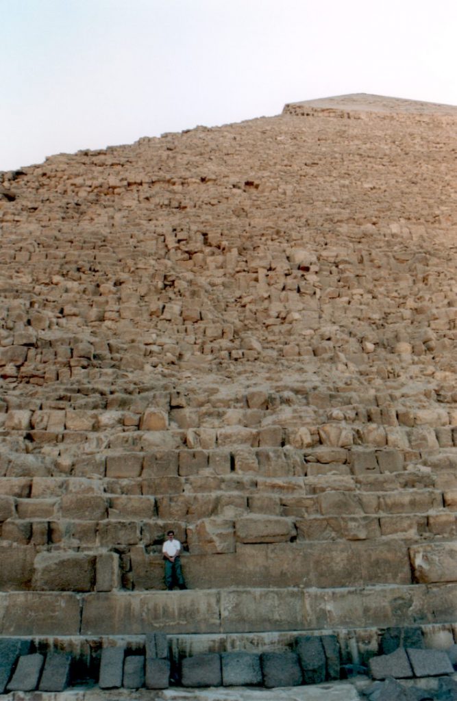Standing on the Great Pyramid of Khufu, Giza, Cairo