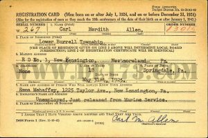 WWII Draft Registration Card - Carl Allen