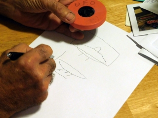 Mr Savell Draws the UFO &amp; Holds the 8MM Film Marked &#039;UFO&#039;
