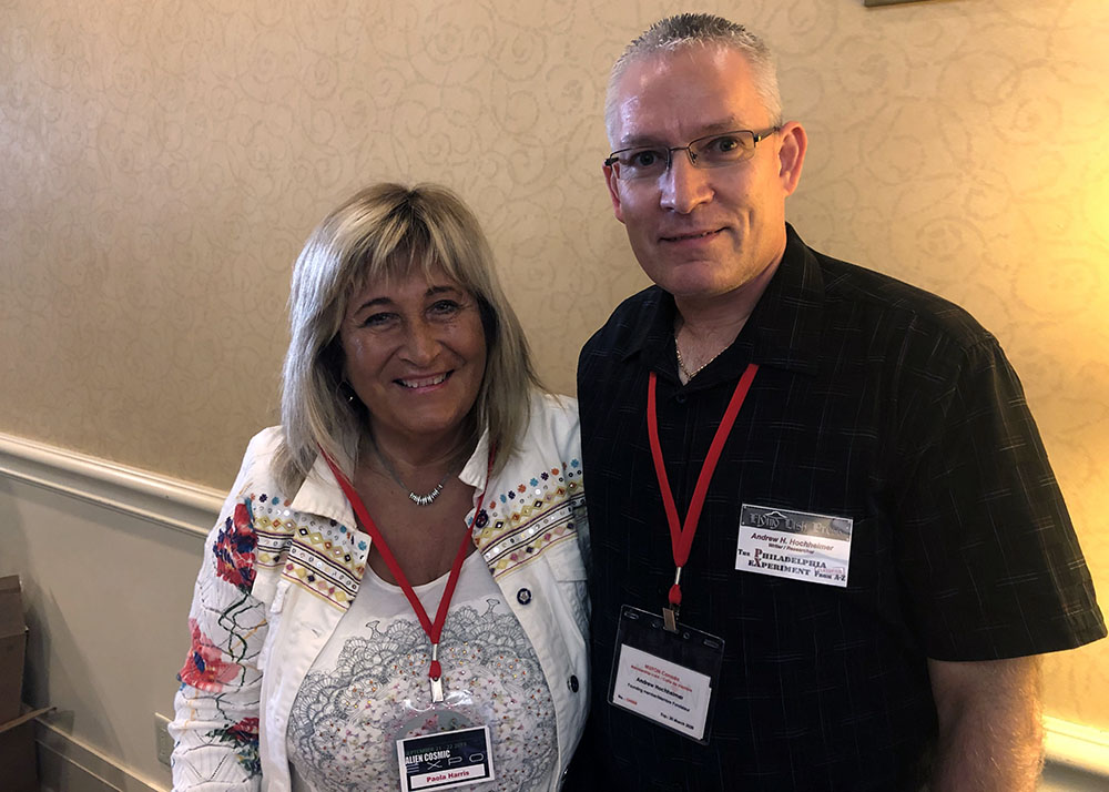 Paola Harris and Andrew Hochheimer, Paola is best known for her work on Extraordinary: The Stan Romanek Story (2013), and ETs Among Us: UFO Witnesses and Whistleblowers (2016) among others and her books.