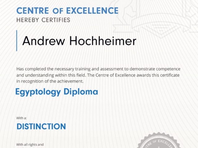 Andrew H. Hochheimer Egyptology Diploma