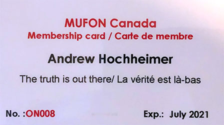 Mufon Canada Member Andrew Hochheimer