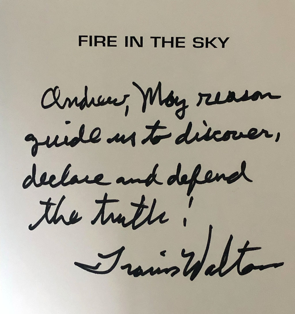 Signed Fire In The Sky by Travis Walton