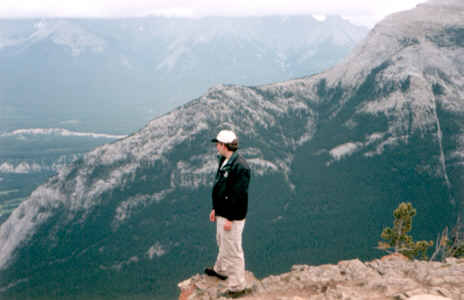 Standing on the Edge of Sulphur Mountain (2,451 m high) in Banff, Alberta