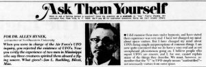 J. Allen Hynek Newspaper Clipping