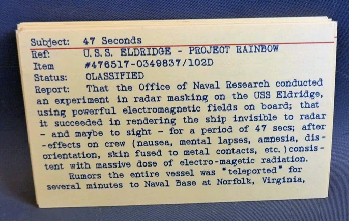 Warehouse 13 USS Eldridge Catalogue Card Warehouse 13 USS Eldridge Catalogue Card